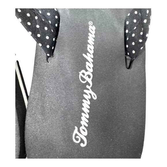 Tommy Bahama Foam Polka Dot Strap Flip Flops Black White Womens Size 9 Summer - Picture 3 of 12